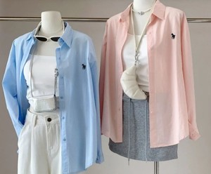 Chemise Quotidienne Femme Manches Longues Col Rabattu Version Coréenne Coupe Droite Vintage Boutons Broderie Logo Avant Printemps Été - Product Image 6