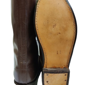 Brown Leather Long Boot with Eyelets Metal Hooks - Product Image 1