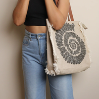 Nuevo Bolso Tote de Gran Capacidad para Mujer, Estilo Coreano, con Cuentas Bordadas, Diseño Personalizado, Cierre Abierto, Estilo Whimsy Art Craft (Todos los diseños)