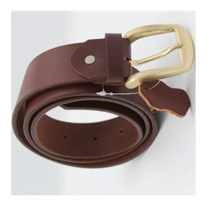 Ceinture en cuir de vachette marron avec boucle ardillon en cuivre, style décontracté, moulage monobloc, design durable - Product Image 5