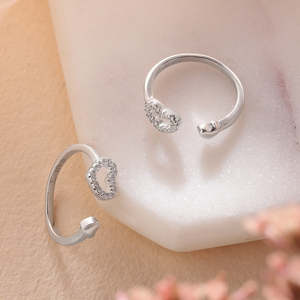 Super September Hot Sale Twin Hearts CZ Rhodium Plated 925 Sterling Silver Adjustable <b>Toe</b> <b>Ring</b> for Women Handmade Bulk Product - Product Image 3