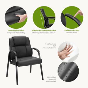 Chaise de conférence en similicuir avec accoudoirs rembourrés pour le bureau, la réception et la maison - Product Image 5