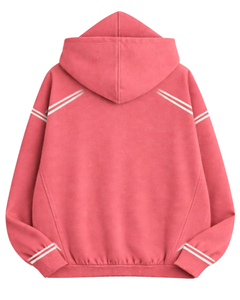 Sudadera con Capucha Rosa Coral para Hombre con Rayas en Contraste, Estilo Casual Urbano, de Algodón y Felpa, con Logotipo Personalizado, Venta al Por Mayor - Product Image 6