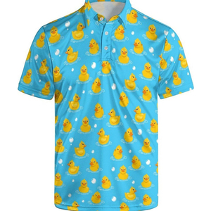 เสื้อโปโลพิมพ์ลายทั้งตัว New Beach Resort ขายส่ง เสื้อโปโลแขนสั้นทรงเข้ารูป ผ้าโพลีเอสเตอร์ ปกเสื้อแบบวินเทจ ติดกระดุม - Product Image 5
