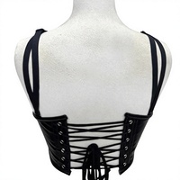 Soutien-gorge corset en similicuir noir pour femme avec fermeture éclair avant, maintien ferme, pour usage quotidien, bretelles élastiques avec ajustement de la taille