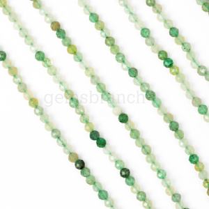 ลูกปัดควอตซ์สตรอเบอร์รี่สีเขียวขนาด 2 มม. ทรงกลมเหลี่ยมเพชรพลอยขนาดเล็ก สำหรับทำเครื่องประดับ ขายส่งแบบเป็นมัด ความยาว 13 นิ้ว - Product Image 4