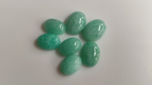 Amazonite naturelle ovale cabochon, dos plat lisse, pierre précieuse en vrac 10x12mm, amazonite bleu-vert calibrée pour bijoux DIY - Product Image 4