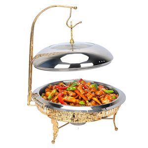 Moderno Calentador de Comida Tipo Buffet con Acabado Dorado, de Acero Inoxidable, con Tapa, para Catering, Hoteles, Restaurantes y Uso Doméstico - Product Image 3