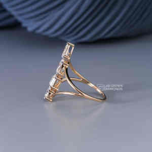 Luxury <b>Emerald</b> Cut Moissanite <b>Ring</b> for Women S925 Sterling <b>Silver</b> Wedding Engagement Jewelry with Oval Pear and Round Accents - Product Image 5