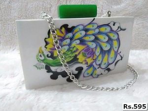 Bolso de Mano Floral Bohemio de Resina Multicolor, Elegante, con Adornos de Diamantes de Imitación, Rojo, con Cierre Magnético, Duradero, para Mujer - Product Image 2