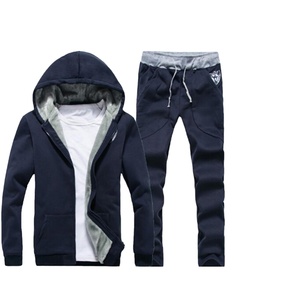 2021 Latest Men's Winter Fur Hood Warm Track Suit With Drawstring Sweatpants Full Front <b>Zip</b> <b>Hooded</b> Thick Sweat Suit Slim Fit - Product Image 1
