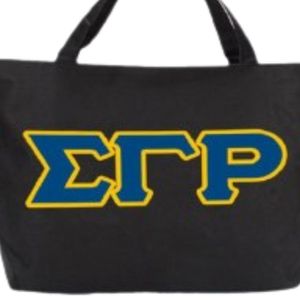 กระเป๋าโท้ทสะพายไหล่ลายตัวอักษร Black Sigma Gamma Rho Sorority กระเป๋าผ้าแคนวาสสำหรับผู้หญิง กระเป๋าถือแบบกำหนดเองสำหรับช้อปปิ้งในมหาวิทยาลัย - Product Image 2