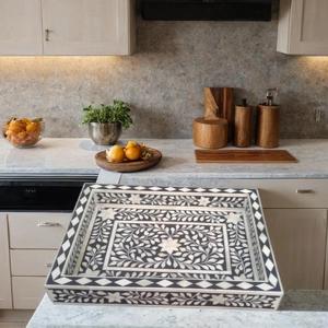 Plateau Feng Shui de Luxe Fait Main Écologique avec Incrustations en Os – Design Décoratif Élégant, Qualité Supérieure pour la Maison et la Cuisine (Idéal pour Servir) - Product Image 3