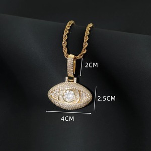 Colgante Ojo que todo lo ve, chapado en oro, plata 925, moissanita, estilo Hip Hop, amuleto de protección, colgante de buena suerte para hombre - Product Image 1
