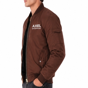 Chaqueta bomber clásica para hombre con cremallera, estilo bomber clásico, corte moderno, diseño con cremallera completa, cómoda de llevar, puños y dobladillo acanalados, chaqueta para hombre - Product Image 3