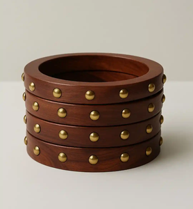 Brazalete de Madera Natural Hecho a Mano con Patrón Clásico para Parejas, Joyería para Fiestas, Regalo para Mujeres - Product Image 4