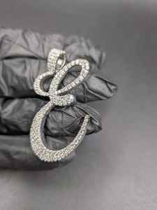 Colgante de Letra Cursiva E con Incrustaciones de Moissanita, Estilo Hip Hop, para Fiestas y Eventos, con Plata 925, Joyería Fina, Colgantes y Dijes - Product Image 3