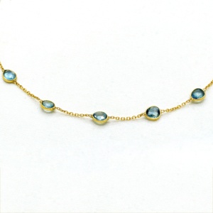 Bracelet de pierres précieuses en saphir bleu naturel fait à la main plaqué or jaune 18 carats bijoux personnalisés pour femmes pour cadeau ou fête - Product Image 2