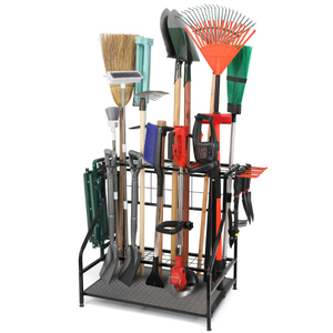 Étagère de rangement métallique noire à trois niveaux au design élégant avec roulettes pour outils de garage, type sur pied, multifonctionnelle - Product Image 5