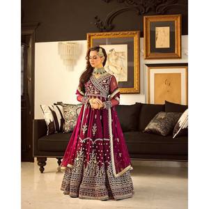 Vestido Anarkali de diseñador y Dupatta con ropa de fiesta Look para vestidos de Graduación - Product Image 3