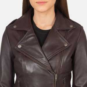 Veste de moto en cuir d'agneau véritable pour femme, marron, fermeture éclair, coupe-vent, respirante, pour le printemps, l'hiver, l'automne, prix avantageux, qualité supérieure - Product Image 4