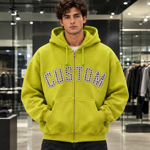Sudadera con capucha y cremallera para hombre con pedrería, estilo urbano, personalizada, fabricante mayorista - Product Image 5