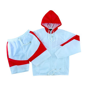 Conjunto de Chaqueta Corta y Pantalones Cortos de Dos Piezas Personalizado, Estilo Windbreaker, con Parches, Cierre de Cremallera, Nailon y Poliéster, Ropa Deportiva Urbana para Hombre - Product Image 1