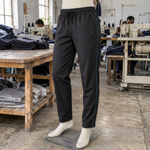 EXORO APPARELS Unisex Black Polyester <b>Work</b> Pants Comfortable <b>Jogger</b> Style Side Stripes Elastic Waistband Needle Detection - Product Image 3