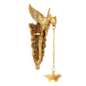ZARA ENTERPRISES ZE740 Golden Parrot Industrial Brass Diya Oil <b>Lamp</b> Pure Brass Wicks Tabletop <b>Vase</b> for Home Decoration 12-14 - Product Image 6