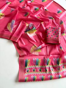Sari de Seda Erode para Mujer con Borde Jacquard y Diseño Floral, Incluye Blusa, para Fiestas, Casual, Todas las Temporadas - Product Image 2