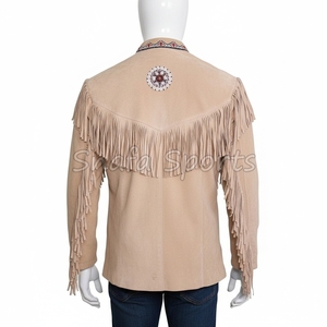 เสื้อแจ็คเก็ตหนังผู้หญิงสไตล์ตะวันตกแบบใหม่ แต่งพู่หนังกลับแท้ สไตล์คาวเกิร์ล เสื้อแจ็คเก็ตนักขี่มอเตอร์ไซค์สำหรับผู้หญิง - Product Image 2