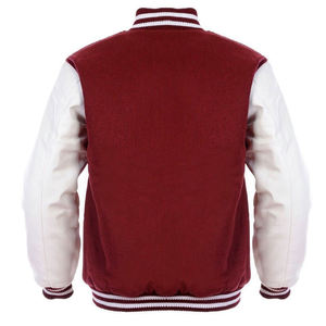 Chaqueta Varsity Marrón para Hombre con Mangas Blancas, Cuello Alto, Cierre de Botones, Diseño Color Block, Abrigo Deportivo de Invierno 100% Lana - Product Image 6