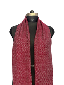 Exclusive Burgundy Twill Striped Stole for Women, 28x80 Inch Handmade <b>Wool</b> Acrylic Scarf, Soft Winter Fiber Elegant <b>Wrap</b> Shawl - Product Image 6
