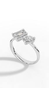 Bague en diamant de laboratoire de haute qualité Toi et Moi, taille poire et émeraude, or 18 carats, vente en gros, fabricant et fournisseur de bijoux fins OEM - Product Image 4