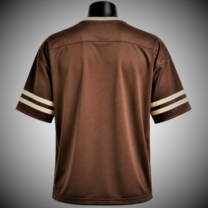 <b>Brown</b> Men's Adult American Football Jersey V Neck Short Sleeve Breathable 100% Polyester Heat-Transfer Printed Teamwear - Product Image 3