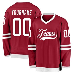 Camiseta de Hockey sobre Hielo Color Granate, Diseño Personalizado, en Poliéster y Algodón, Diseña Tu Propio Equipo, Camisetas de Práctica de Hockey sobre Hielo - Product Image 1