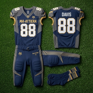 Custom Navy Gold American Football Jersey <b>Pants</b> Set <b>Padded</b> Team Uniform Wholesale Sportswear Manufacturer - Product Image 6