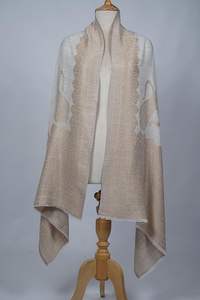 Châle en cachemire et laine fine VIC pour femme, motif cachemire taupe, élégant, finition brillante, idéal pour l'hiver et le quotidien - Product Image 5