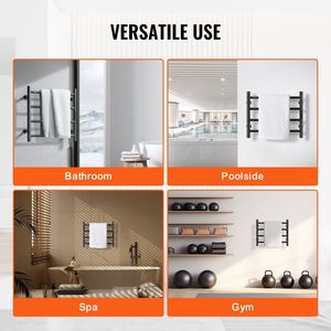 Nero opaco 4-Bar elettrico riscaldato scaldasciugamani cremagliera a parete bagno Plug-In dispositivo di asciugatura degli asciugamani - Product Image 6
