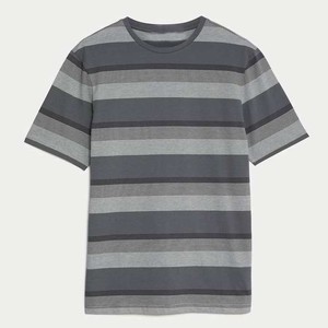 Camiseta de Algodón a Rayas Sublimada Transpirable de Alta Calidad al por Mayor, Camiseta Informal de Manga Corta para Hombre - Product Image 6