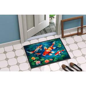 Paillasson Koi Fish antidérapant lavable à poils bas 24H X 36W tapis d'entrée intérieur extérieur pour porte d'entrée - Product Image 4