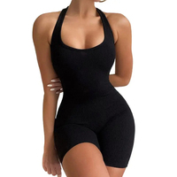Combinaison de yoga une pièce respirante pour femme 2026, dos nu, col halter, taille haute, coupe ajustée, idéale pour le sport et l'entraînement en salle de sport