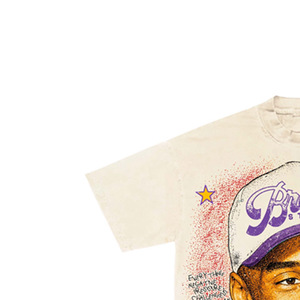 T-shirt homme à manches courtes 100 % coton, coupe classique, col roulé, imprimé sérigraphié graffiti, uni et formel - Product Image 3