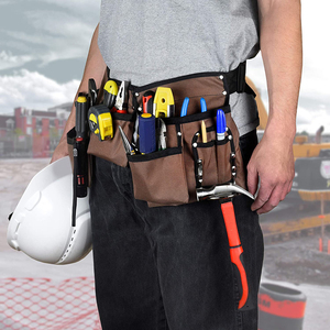 Bolsa de herramientas de cuero para carpinteros, 10 bolsillos, cinturón portaherramientas, electricistas, constructores - Product Image 4