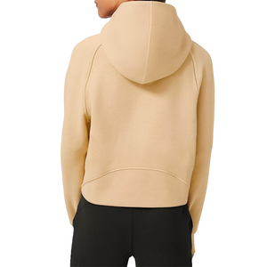 Sudadera con capucha para mujer, manga larga, color sólido, tejida, transpirable, otoño, longitud regular, cremallera frontal - Product Image 3