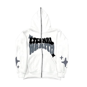 Sweat-shirt à capuche zippé blanc pour homme Eternal Wraith, style streetwear, imprimé graphique, coupe classique, en coton, style automne - Product Image 1