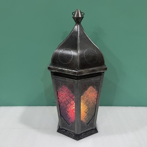Artisan Design L537 Moroccan Iron <b>Lantern</b> <b>Candle</b> <b>Holder</b> 9.25X10.5X21" for Home Decor Ramadan Eid Islamic Table Use - Product Image 5