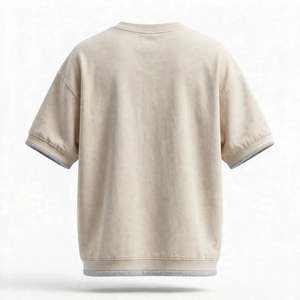 Men's Oversized Washed Short Sleeve T-Shirt Fleece Lined Drop Shoulder Tee From BD - Product Image 6
