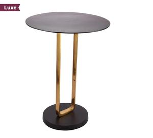 Modern Round <b>Side</b> <b>Table</b> with Gold Metal Base <b>Black</b> Top Minimalist Living Room Furniture - Product Image 3