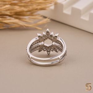 Anillo Abierto Moderno de Lujo con Doble Banda y Diseño Floral, Diamantes Moissanite en Plata 925, Perfecto para Joyería Destacada - Product Image 6